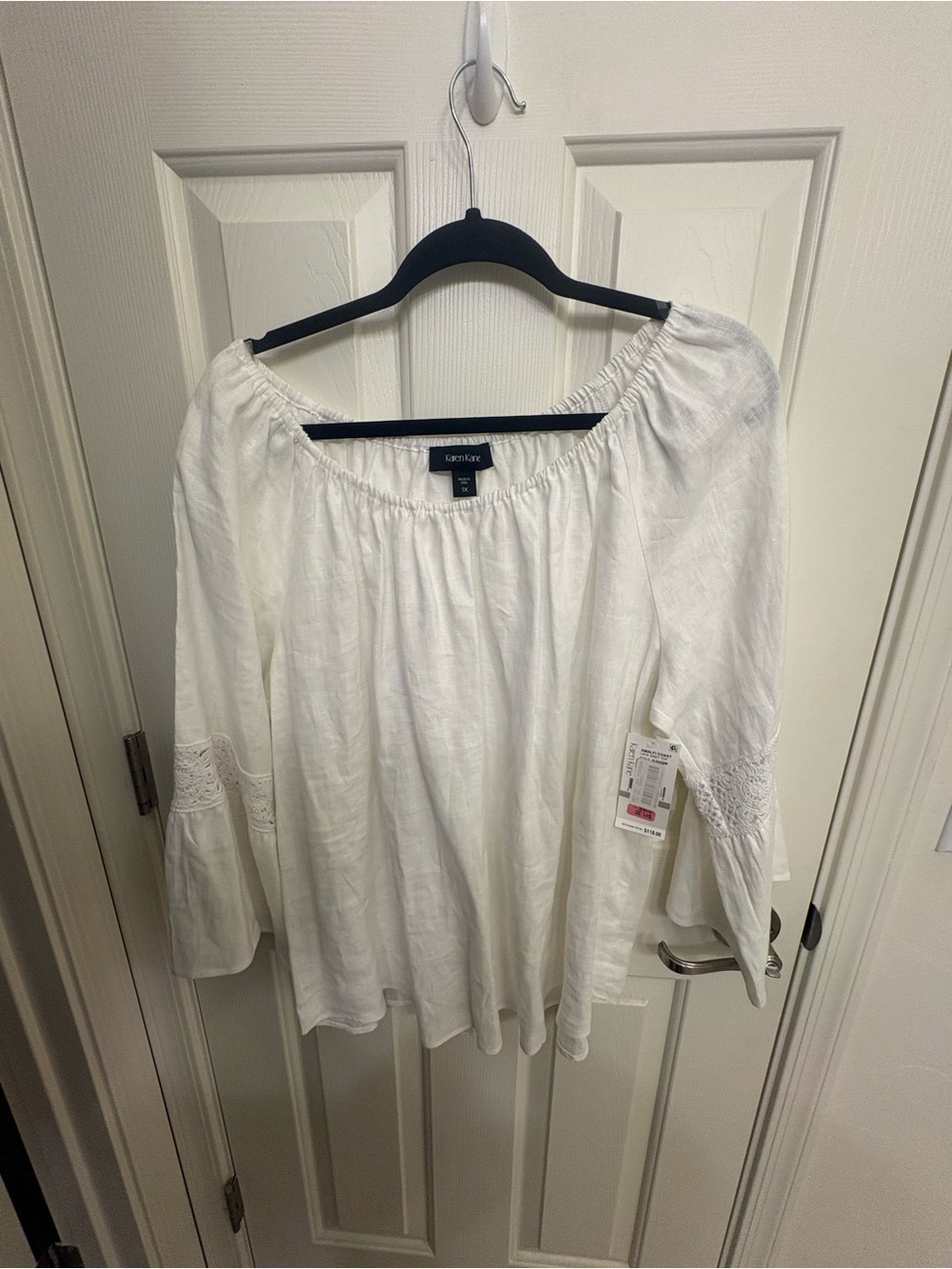 1X- Karen Kane Linen White Off-Shoulder Boho Tunic NWT